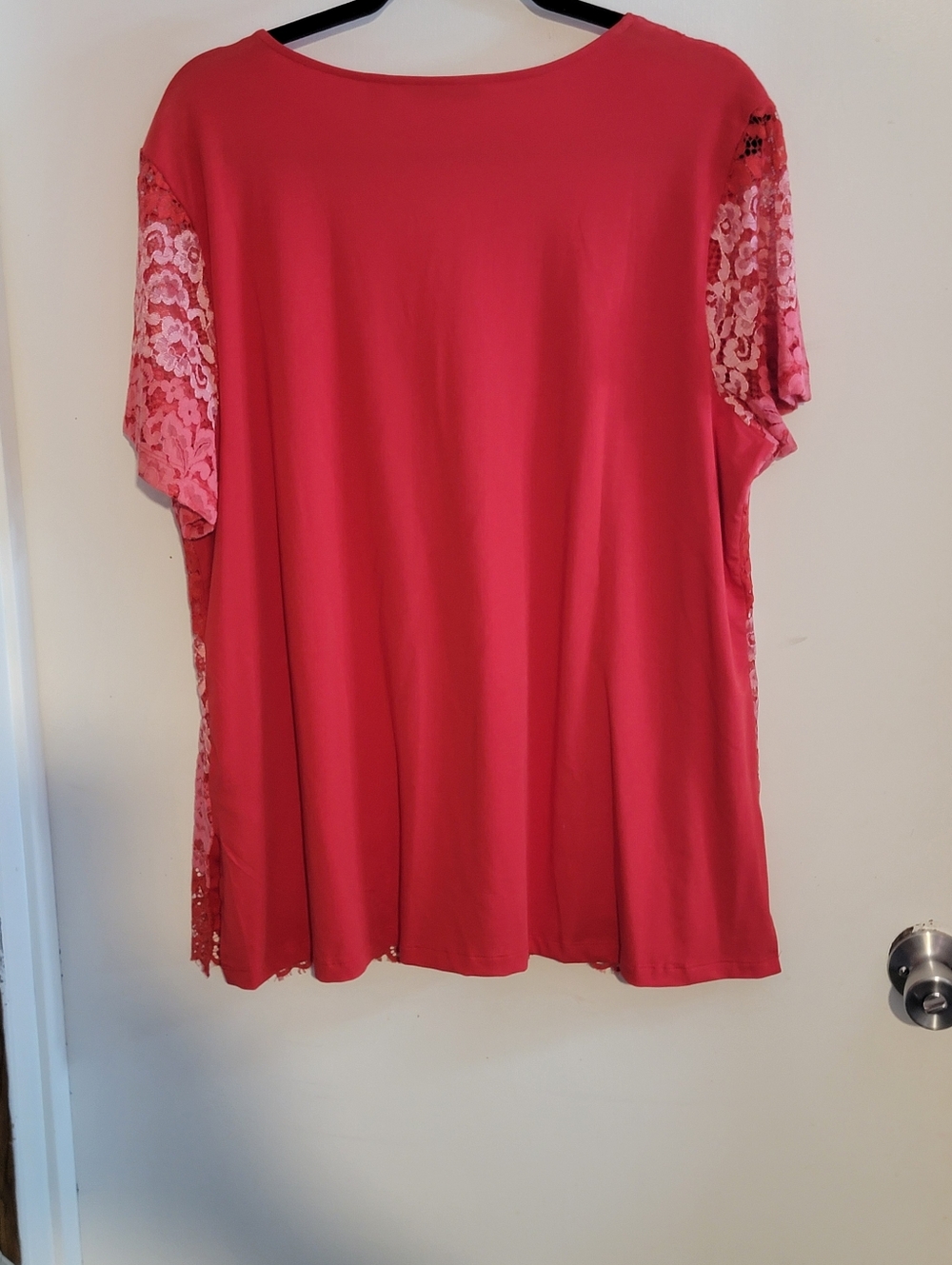Isaac Mizrahi Red & Pink Lace Short-Sleeve Tunic Top NWOT - Picture 5 of 7